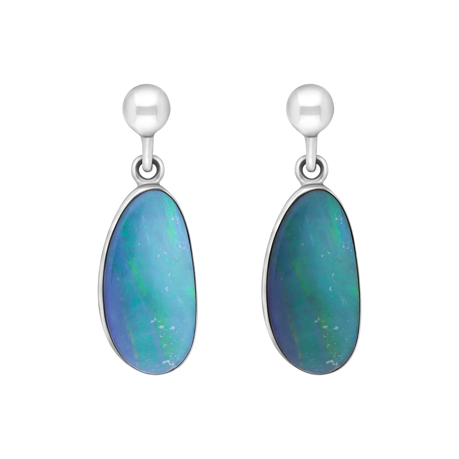 Sterling Silver Abstract Opal Doublet Drop Earrings D