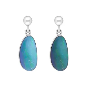 Sterling Silver Abstract Opal Doublet Drop Earrings D
