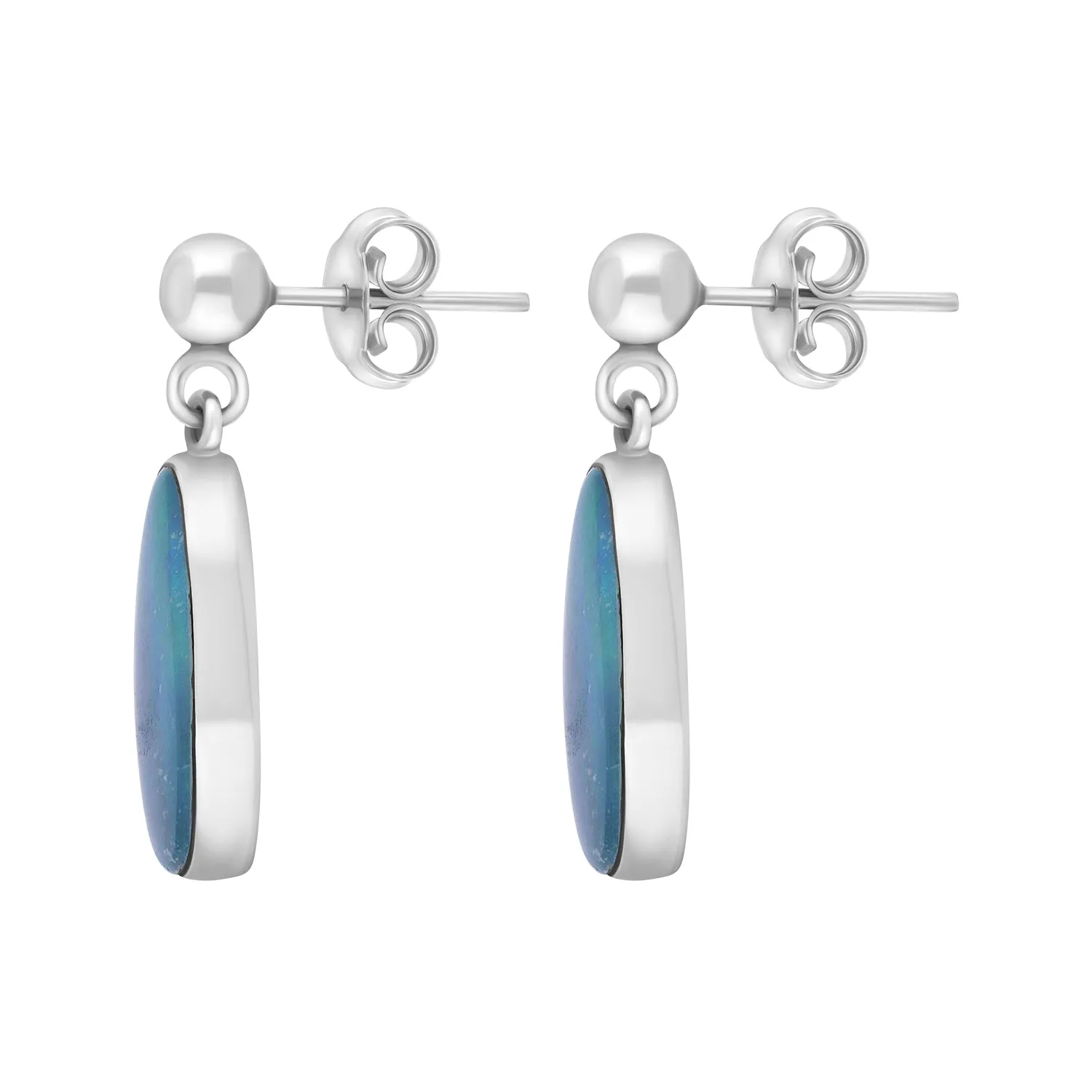 Sterling Silver Abstract Opal Doublet Drop Earrings D
