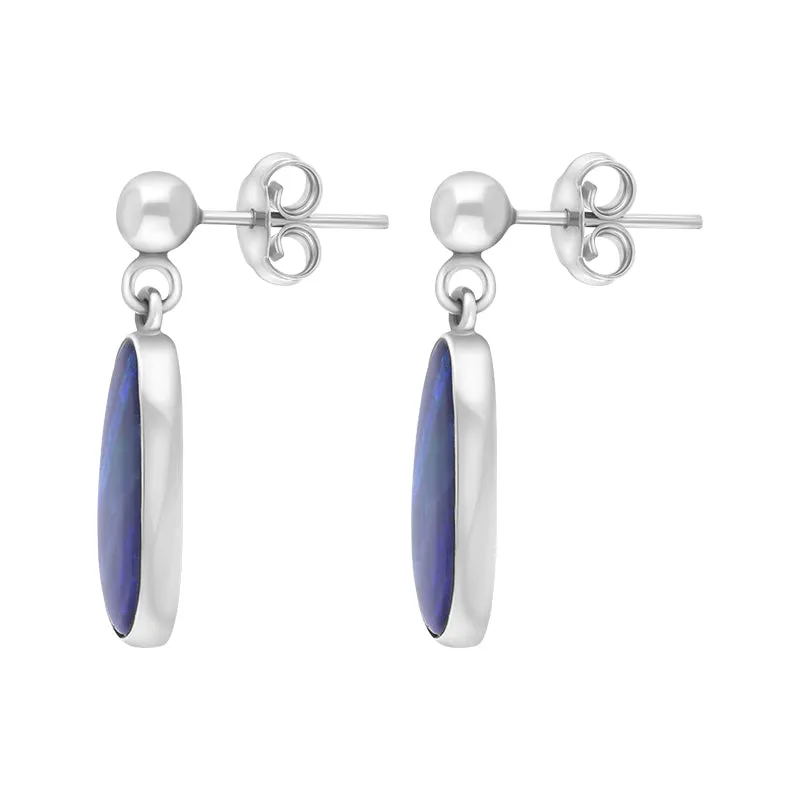 Sterling Silver Abstract Oval Opal Doublet Drop Earrings D