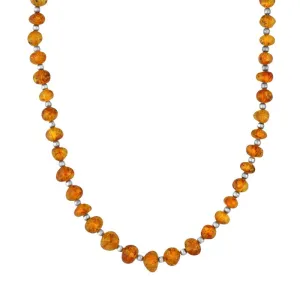 Sterling Silver Amber Beaded Necklace