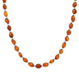 Sterling Silver Amber Beaded Necklace
