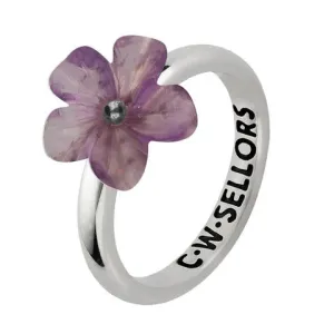 Sterling Silver Amethyst Tuberose 12mm Desert Rose Ring