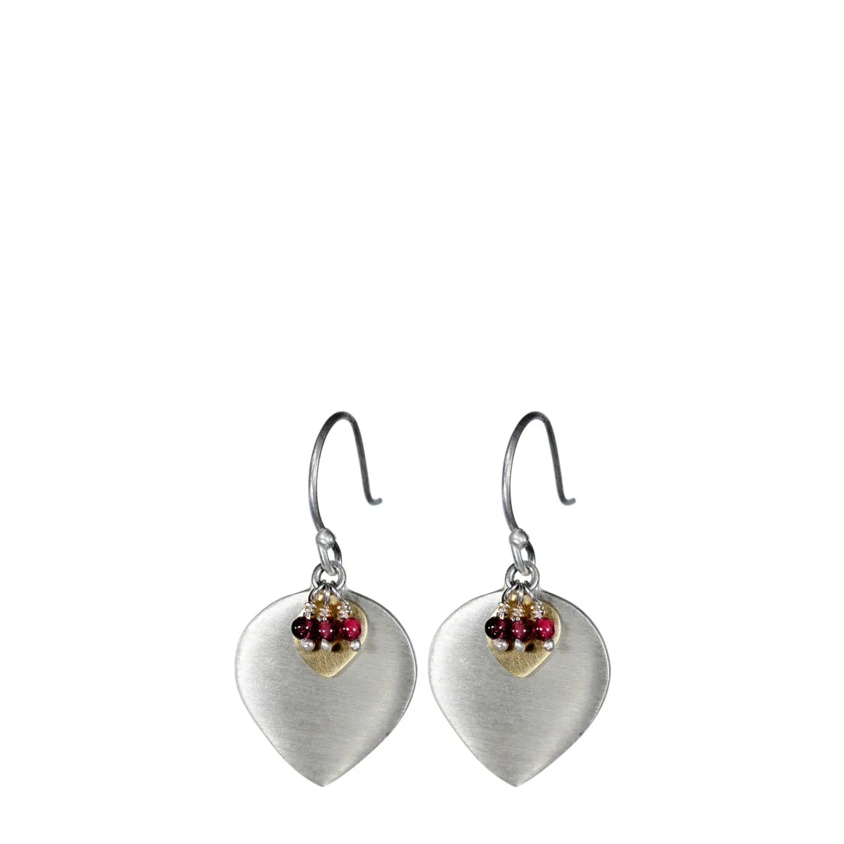 Sterling Silver & 10K Gold Lotus Earring with Garnet