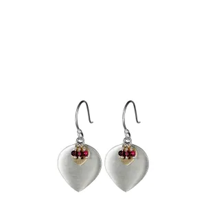 Sterling Silver & 10K Gold Lotus Earring with Garnet