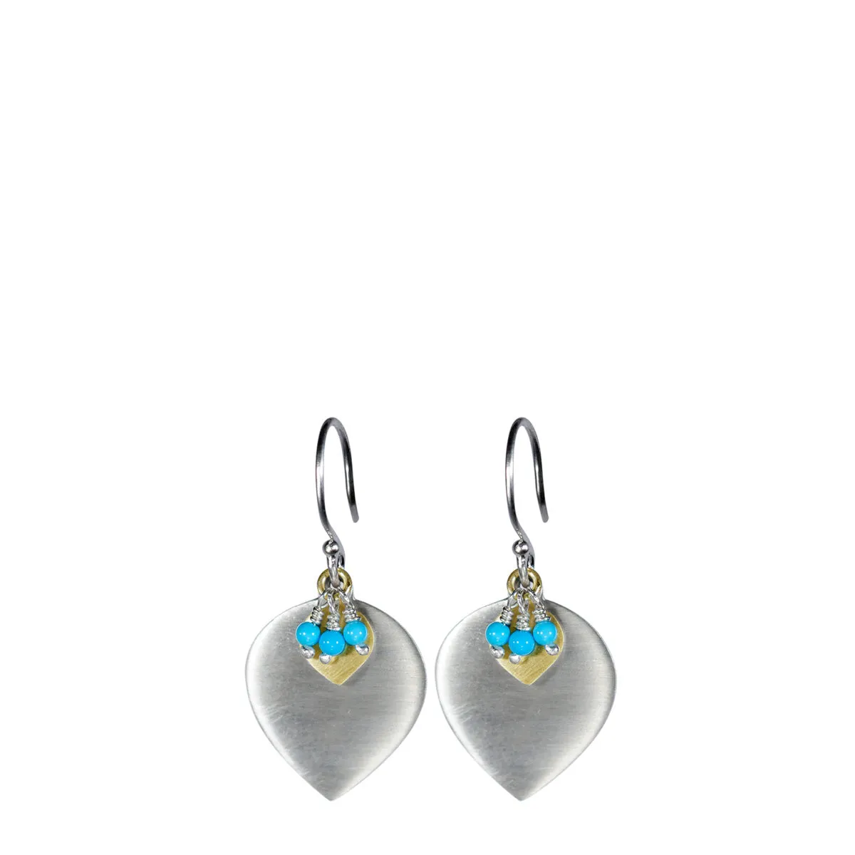 Sterling Silver & 10K Gold Lotus Earring with Turquoise