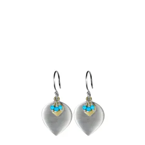 Sterling Silver & 10K Gold Lotus Earring with Turquoise
