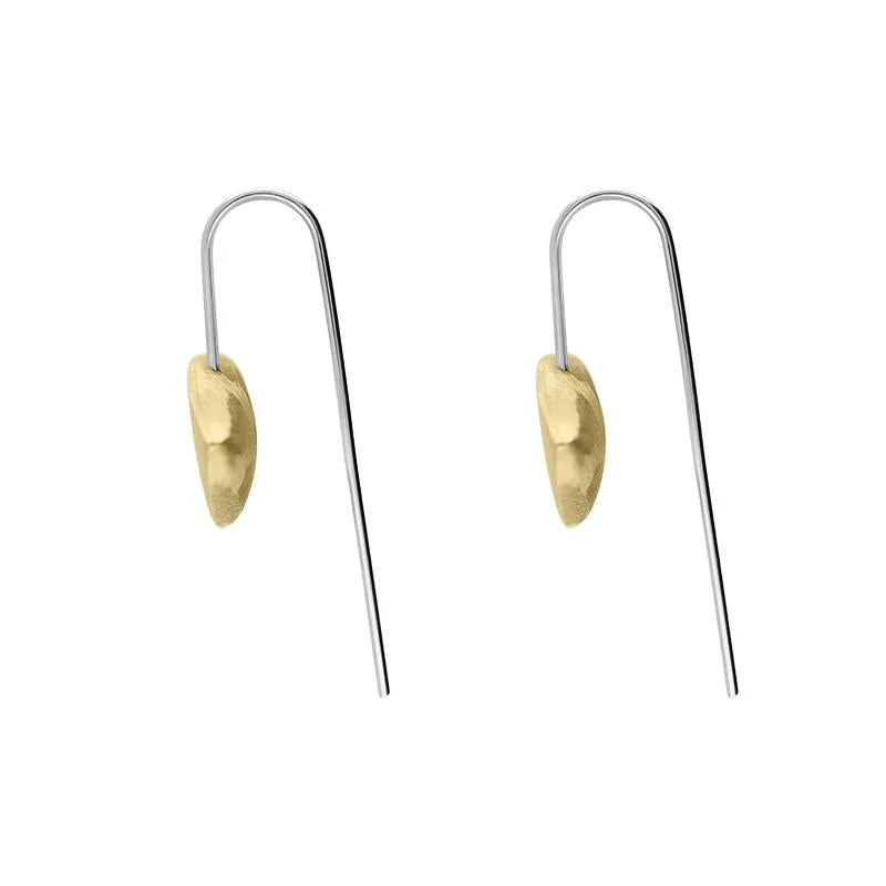 Sterling Silver and Yellow Gold Plated Monika Wide Triangle Teardrop Earrings D