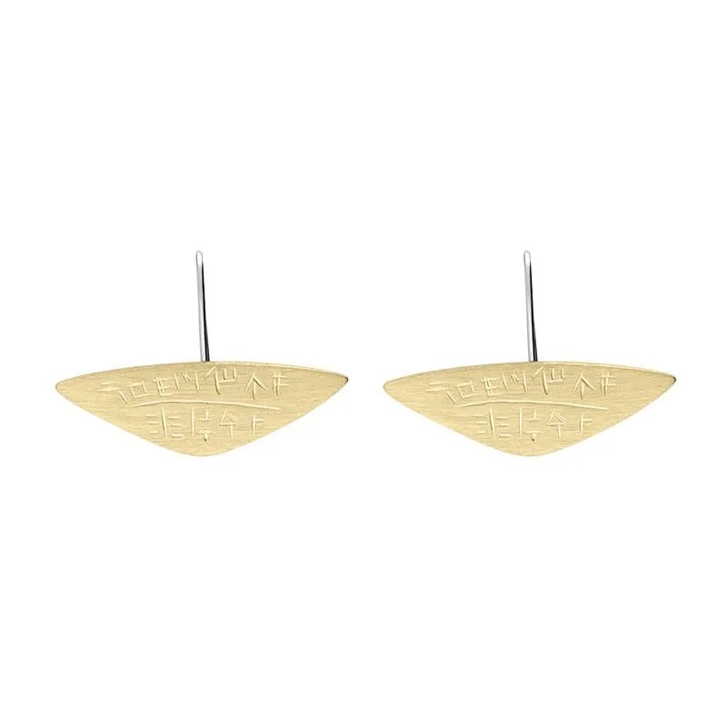 Sterling Silver and Yellow Gold Plated Monika Wide Triangle Teardrop Earrings D