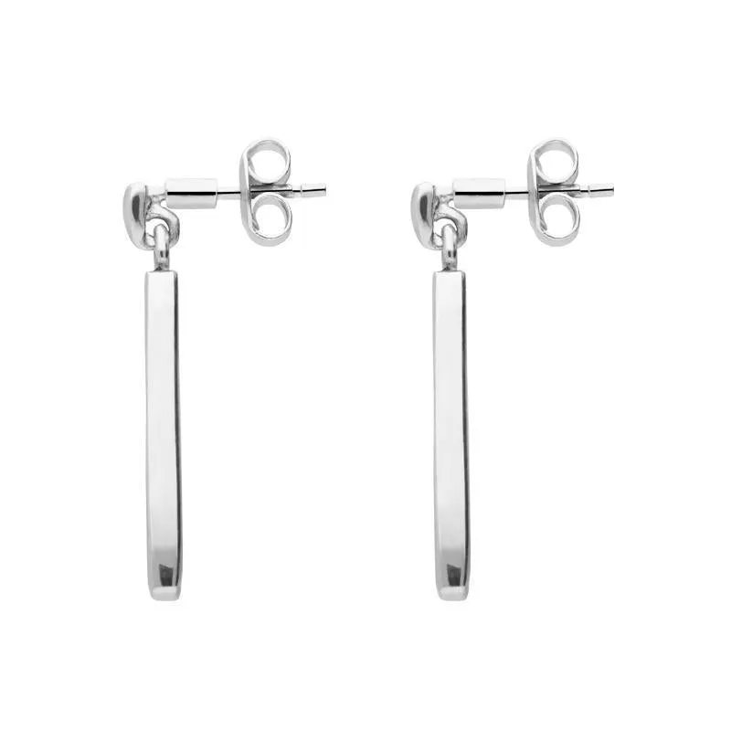 Sterling Silver Bauxite Short Slim Drop Earrings