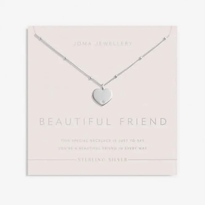 Sterling Silver Beautiful Friend Heart Zirconia 46cm   5cm Necklace JJS0018