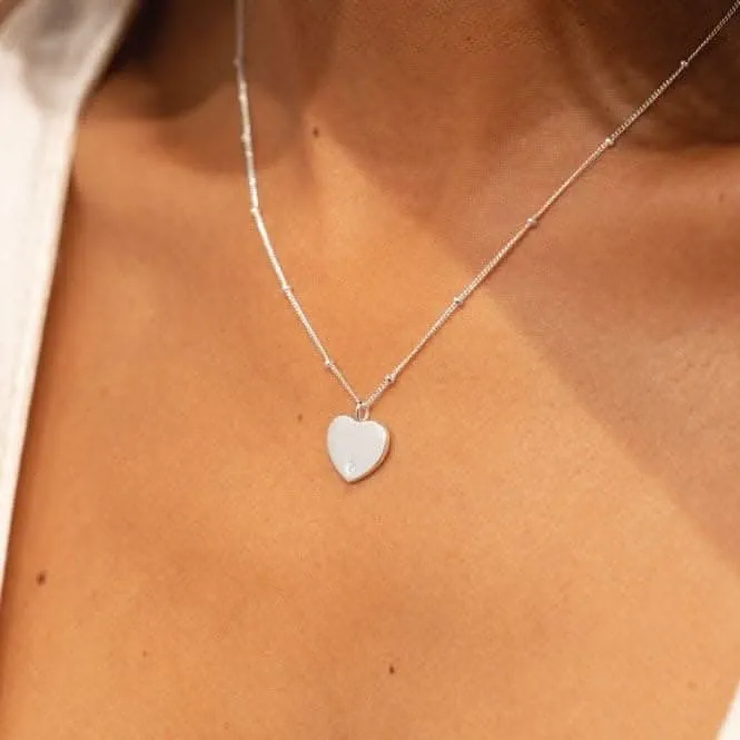 Sterling Silver Beautiful Friend Heart Zirconia 46cm   5cm Necklace JJS0018