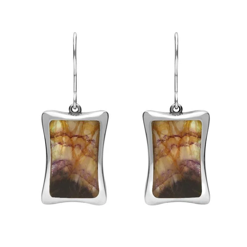 Sterling Silver Blue John Abstract Oblong Hook Drop Earrings