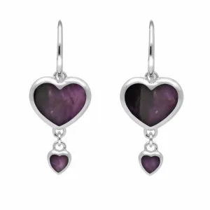 Sterling Silver Blue John Double Heart Hook Earrings