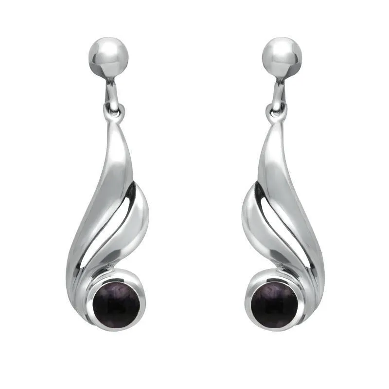 Sterling Silver Blue John Double Twist Drop Earrings