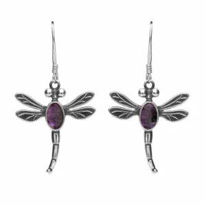 Sterling Silver Blue John Dragonfly Hook Earrings