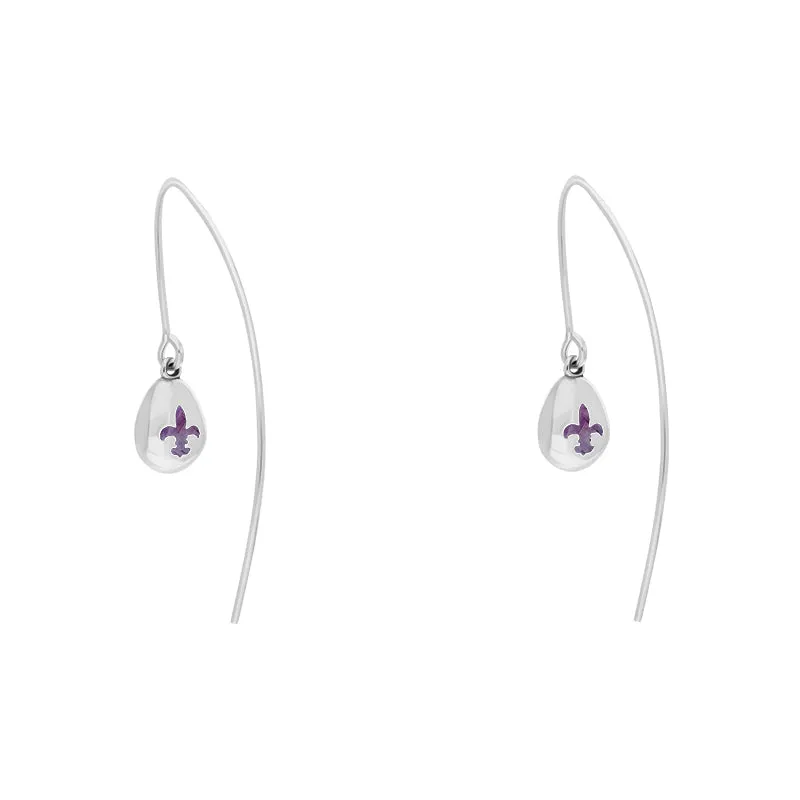 Sterling Silver Blue John Fleur De Lis Disc Drop Earrings
