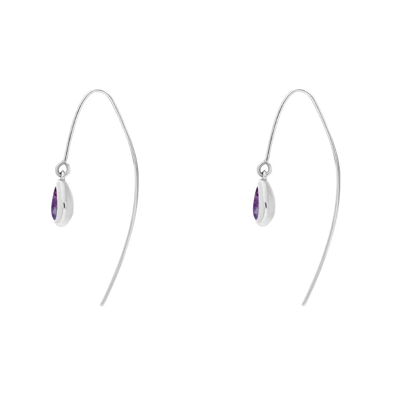 Sterling Silver Blue John Fleur De Lis Disc Drop Earrings