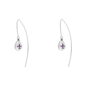 Sterling Silver Blue John Fleur De Lis Disc Drop Earrings