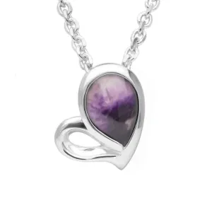 Sterling Silver Blue John Half Filled Heart Necklace