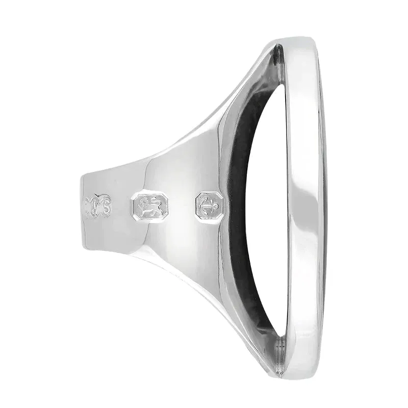Sterling Silver Blue John King's Coronation Hallmark Large Round Ring D