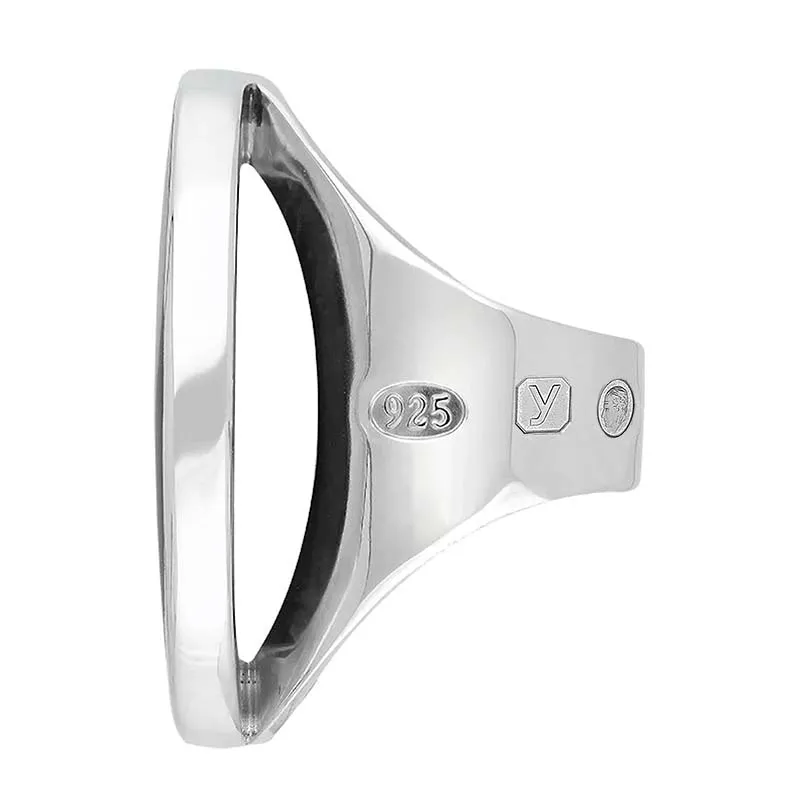 Sterling Silver Blue John King's Coronation Hallmark Large Round Ring D