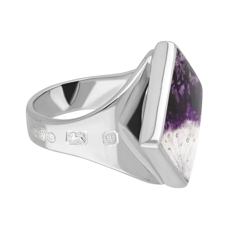 Sterling Silver Blue John King's Coronation Hallmark Small Rhombus Ring D