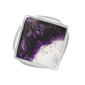 Sterling Silver Blue John King's Coronation Hallmark Small Rhombus Ring D