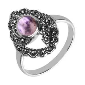 Sterling Silver Blue John Marquise Oval Centre Twisted Ring