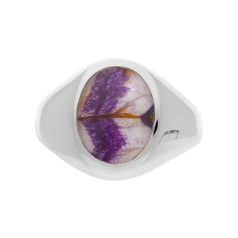Sterling Silver Blue John Medium Oval Signet Ring