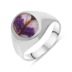 Sterling Silver Blue John Medium Oval Signet Ring