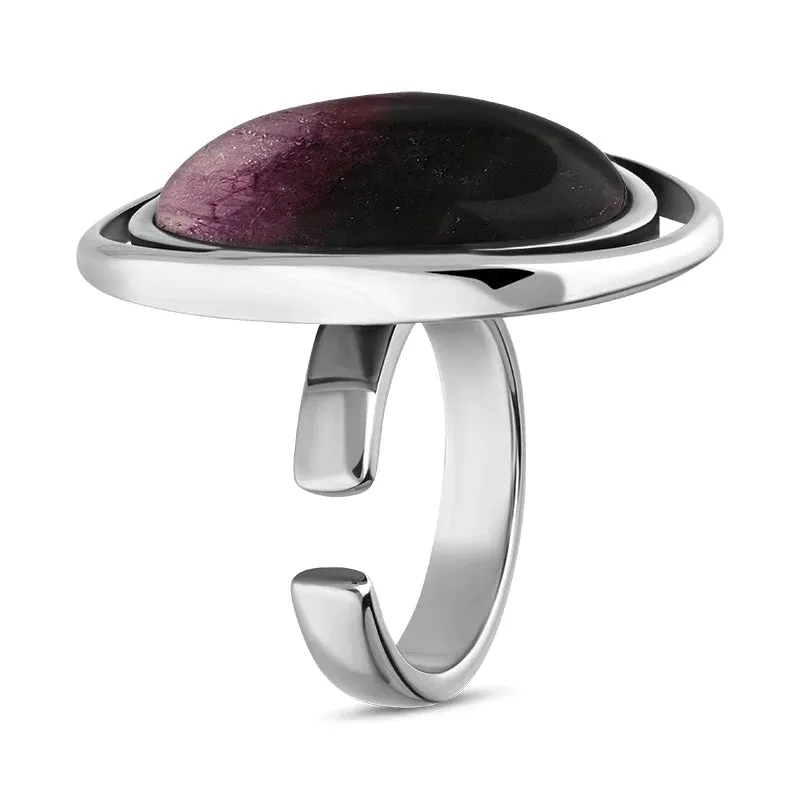 Sterling Silver Blue John Oval Split Frame Statement Ring D