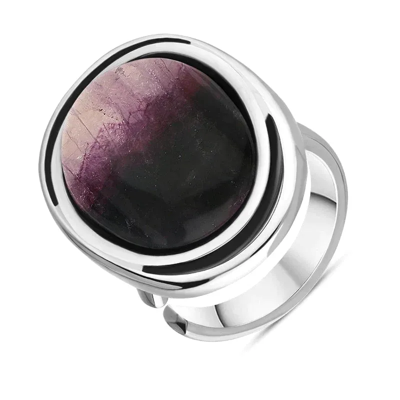 Sterling Silver Blue John Oval Split Frame Statement Ring D