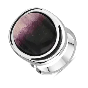Sterling Silver Blue John Oval Split Frame Statement Ring D