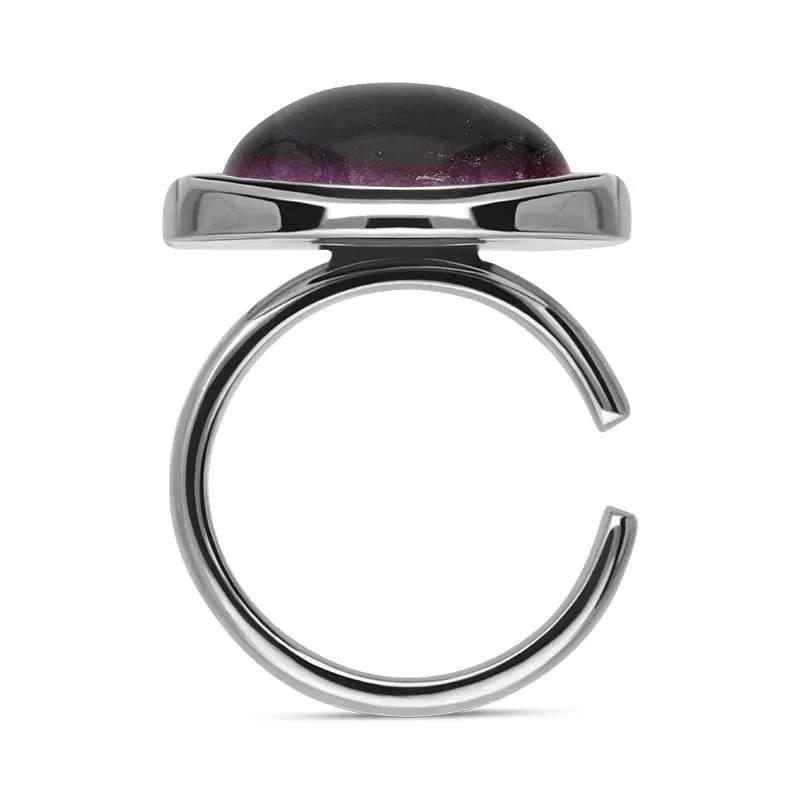 Sterling Silver Blue John Oval Split Frame Statement Ring D