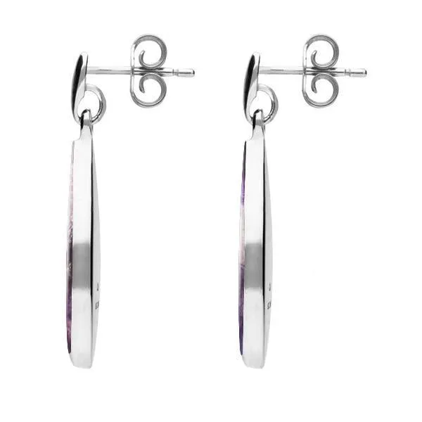 Sterling Silver Blue John Pointed Pear Drop Earrings