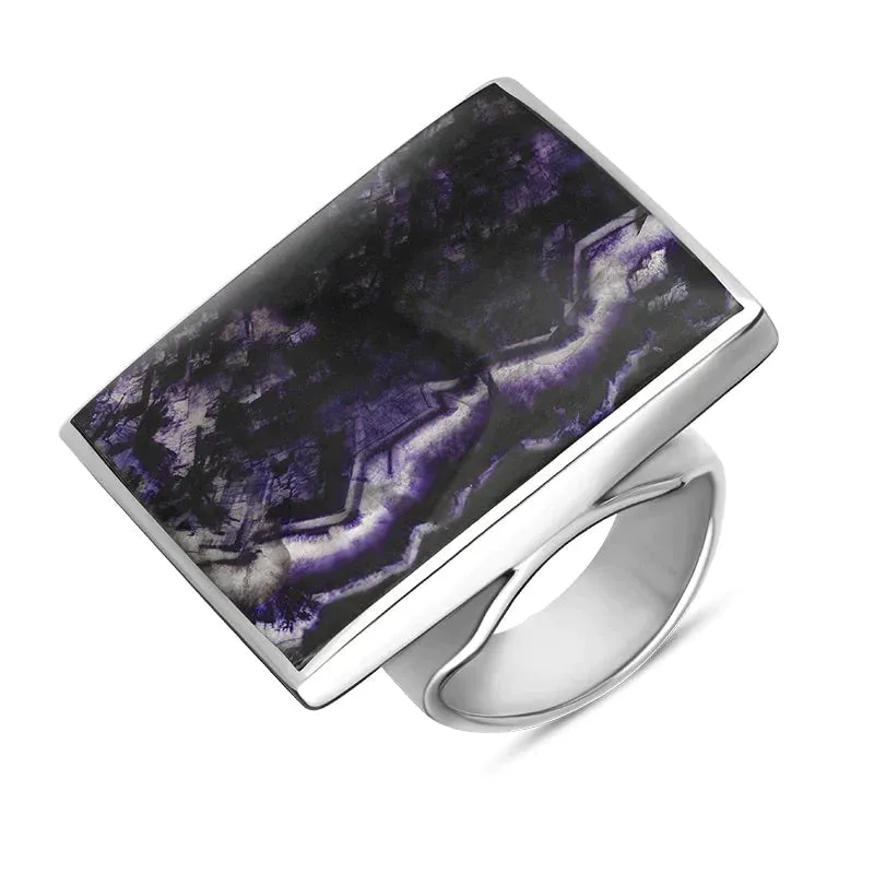 Sterling Silver Blue John Queen's Jubilee Hallmark Large Square Ring D