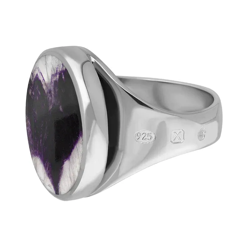 Sterling Silver Blue John Queen's Jubilee Hallmark Small Round Ring D