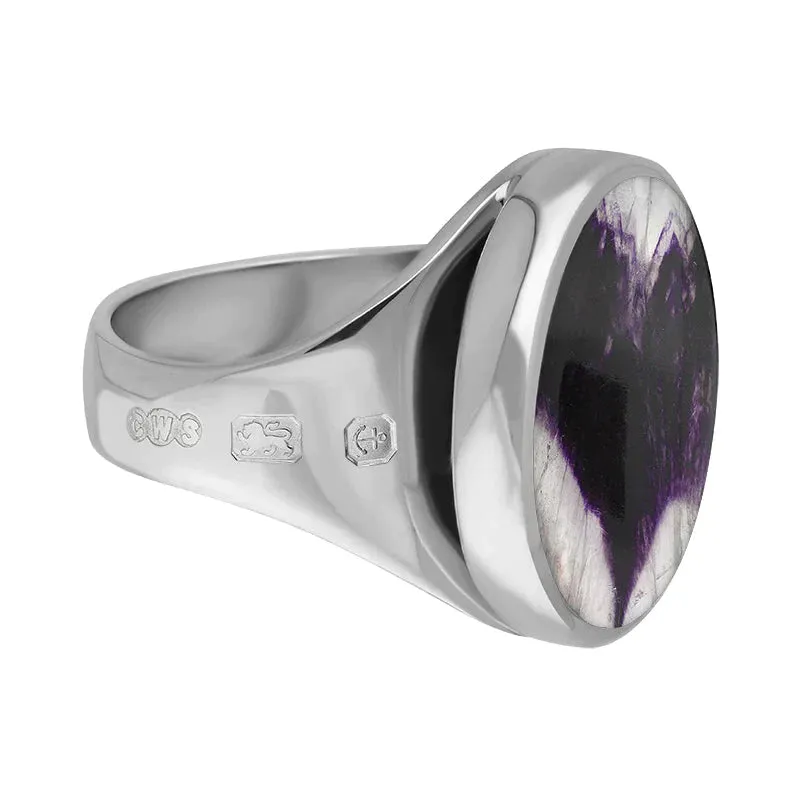Sterling Silver Blue John Queen's Jubilee Hallmark Small Round Ring D