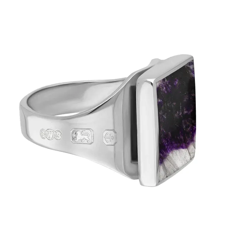 Sterling Silver Blue John Queen's Jubilee Hallmark Small Square Ring D