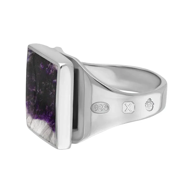 Sterling Silver Blue John Queen's Jubilee Hallmark Small Square Ring D