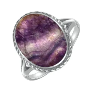 Sterling Silver Blue John Rope Edge Ring