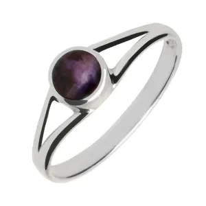 Sterling Silver Blue John Round Split Shoulder Ring
