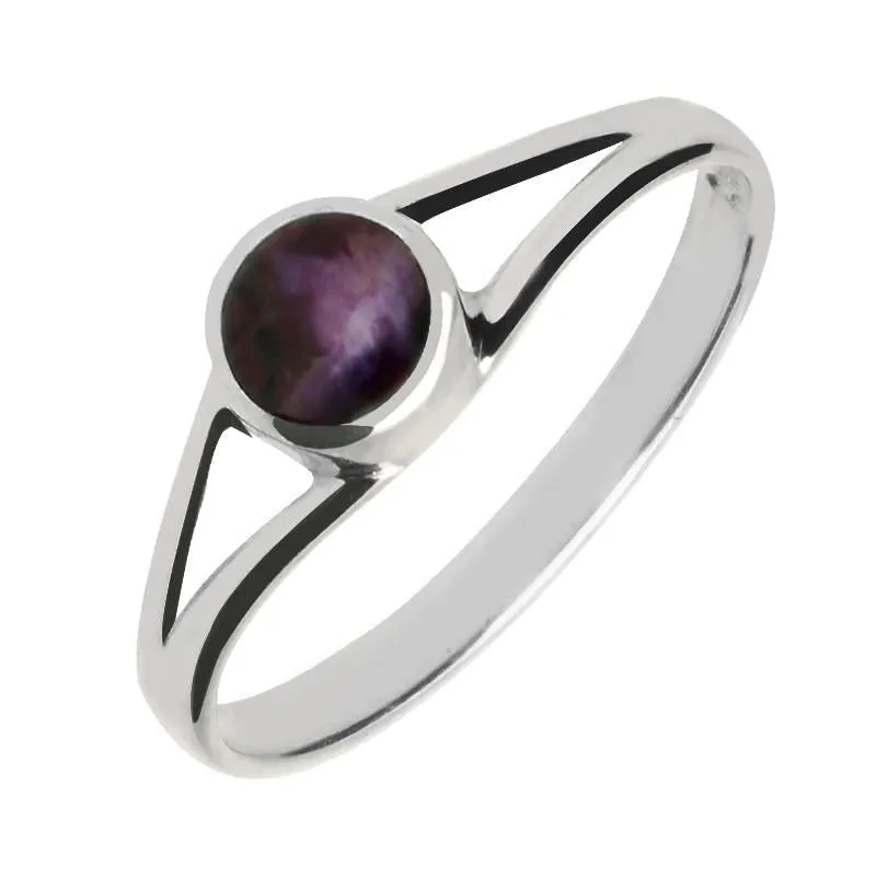 Sterling Silver Blue John Round Split Shoulder Ring