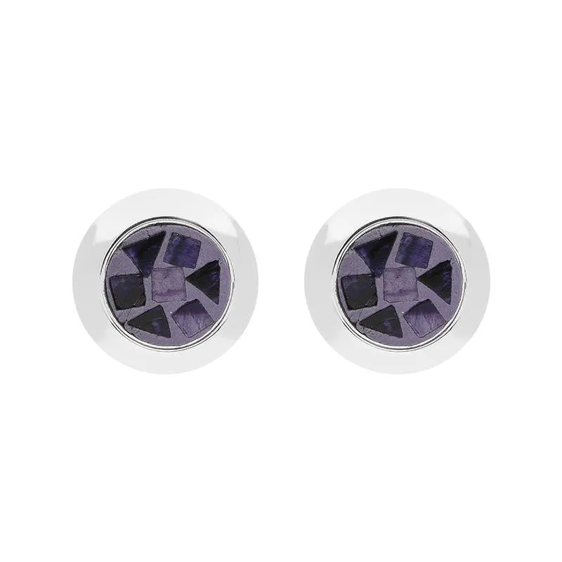 Sterling Silver Blue John Round Stud Earrings