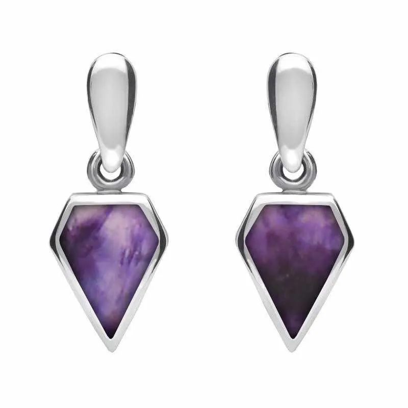 Sterling Silver Blue John Small Kite Drop Earrings