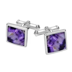 Sterling Silver Blue John Square Flat Cufflinks