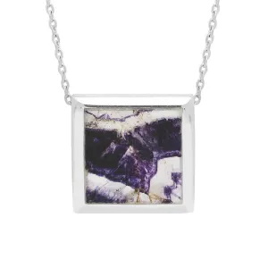 Sterling Silver Blue John Square Framed Necklace D