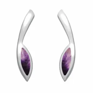 Sterling Silver Blue John Toscana Long Marquise Stud Earrings