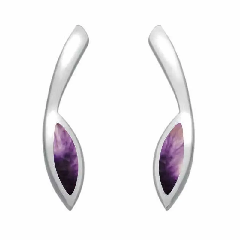 Sterling Silver Blue John Toscana Long Marquise Stud Earrings